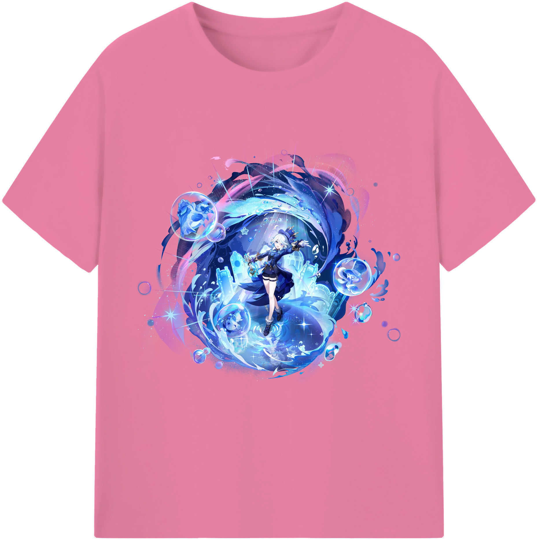 げんし神 フリーナ genshin Furina 綿100％半袖Tシャツ（フロントプリント）
